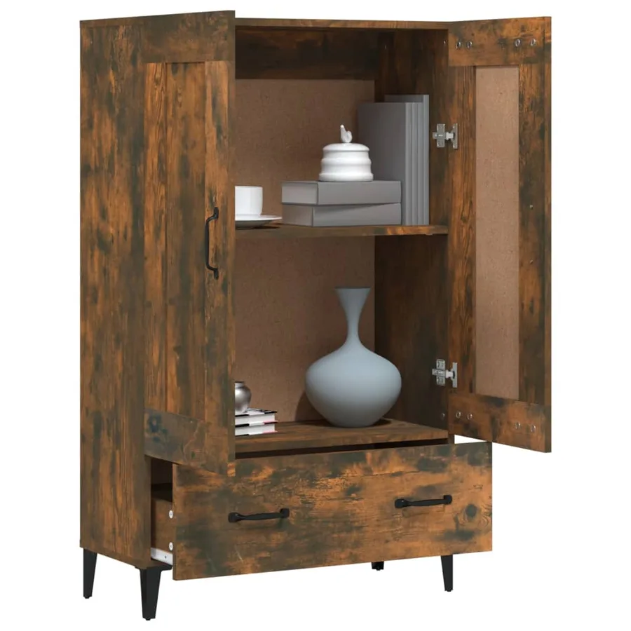 Buffet haut Chêne fumé 70x31x115 cm Bois d'ingénierie - 4