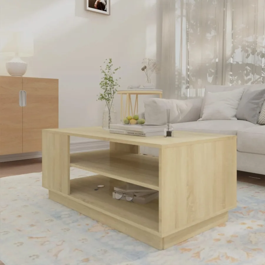 Table basse chêne sonoma 102x55x43 cm bois d'ingénierie - 3