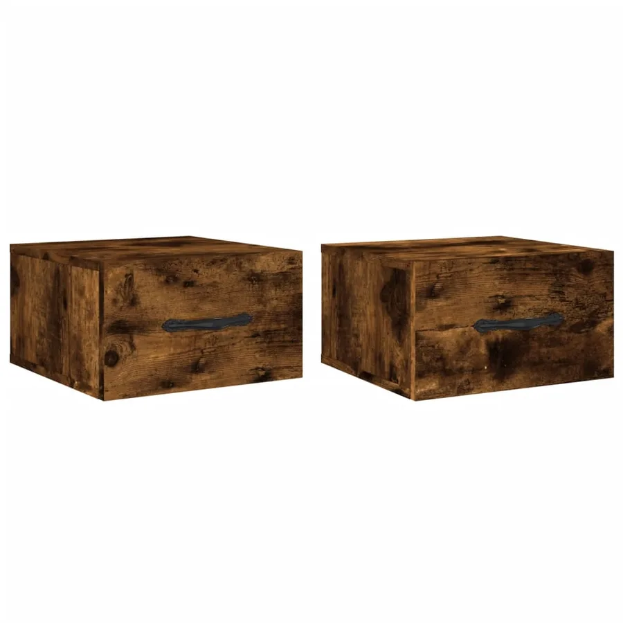 Tables de chevet murales 2 pcs chêne fumé 35x35x20 cm - 2