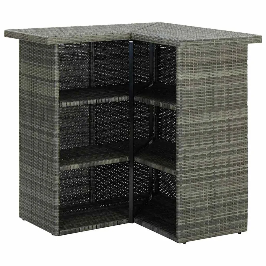 Ensemble de bar de jardin 4 pcs et coussins Résine tressée Gris - 3