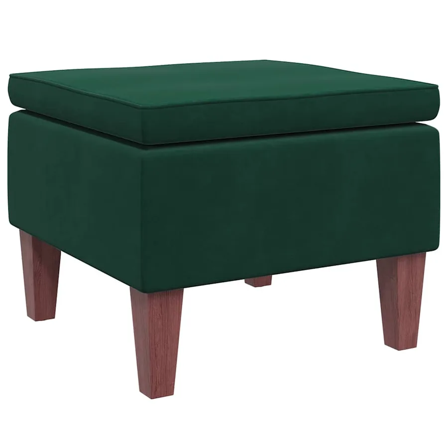 Tabouret avec pieds en bois Vert foncé Velours - 2
