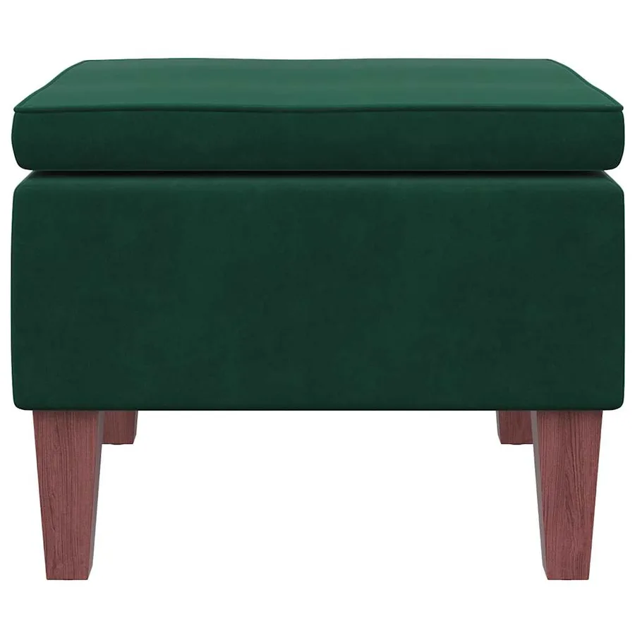 Tabouret avec pieds en bois Vert foncé Velours - 4