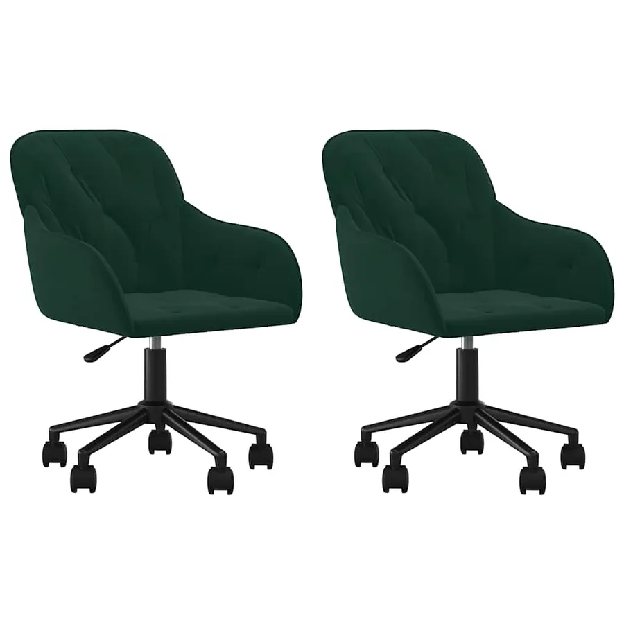Chaises pivotantes à manger lot de 2 Vert foncé Velours - 2