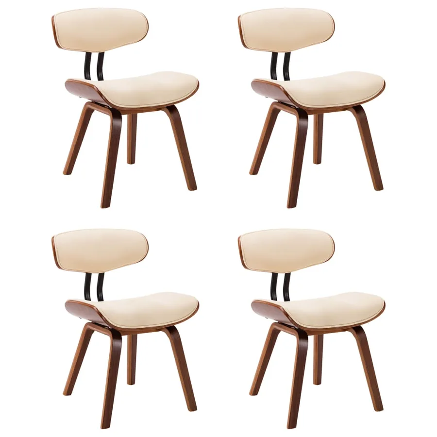 Chaises à manger lot de 4 crème bois courbé et similicuir - 2