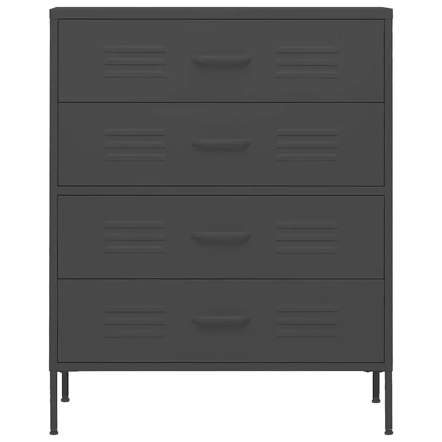 Commode Anthracite 80x35x101,5 cm Acier - 3