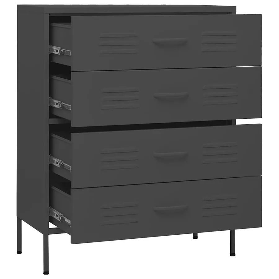 Commode Anthracite 80x35x101,5 cm Acier - 6