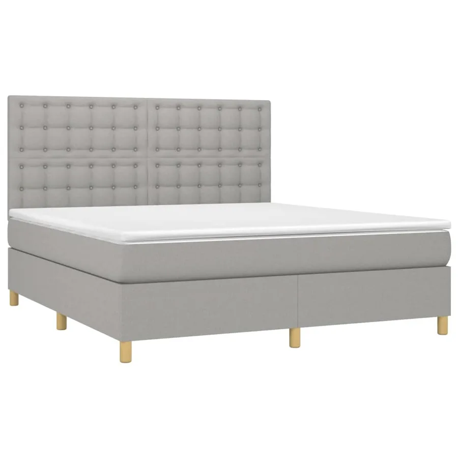 Sommier à lattes de lit avec matelas Gris clair 180x200cm Tissu - 3