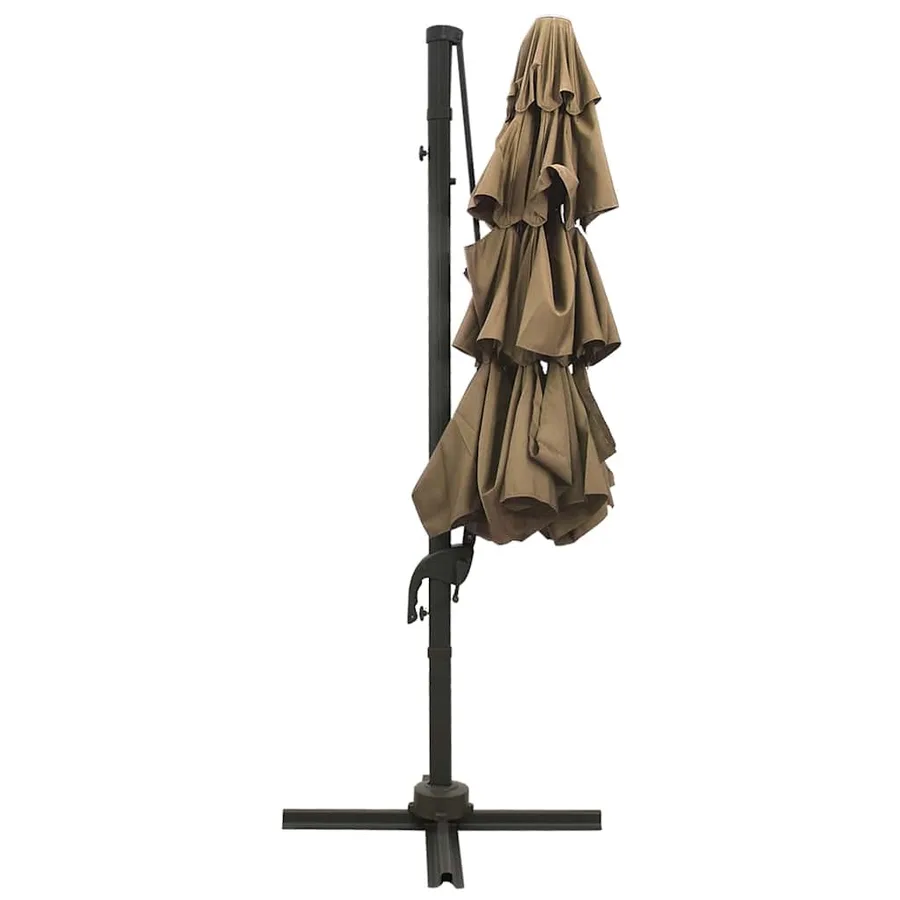 Parasol de jardin à 4 niveaux avec mât en aluminium taupe 3x3 m - 4
