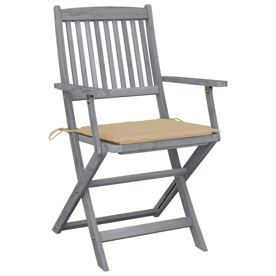 Chaises pliables d'extérieur lot de 6 et coussins Bois d'acacia - 3