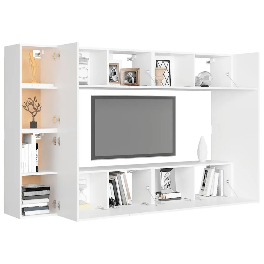 Ensemble de meubles TV 8 pcs Blanc Bois d'ingénierie - 3