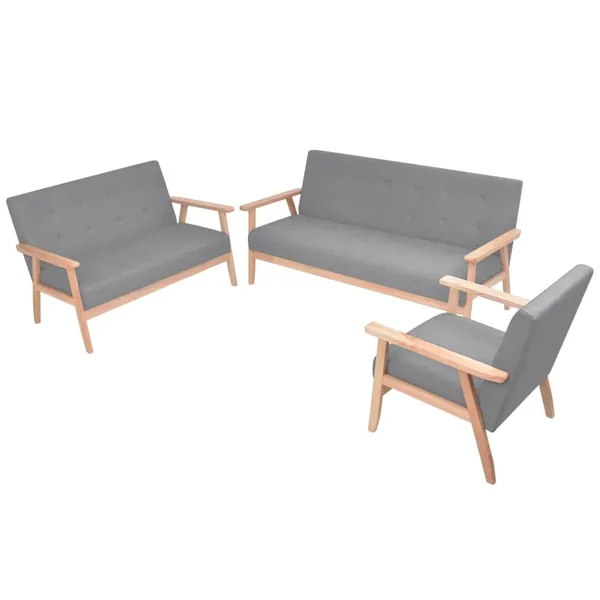 Ensemble de canapés 3 pcs Tissu Gris clair