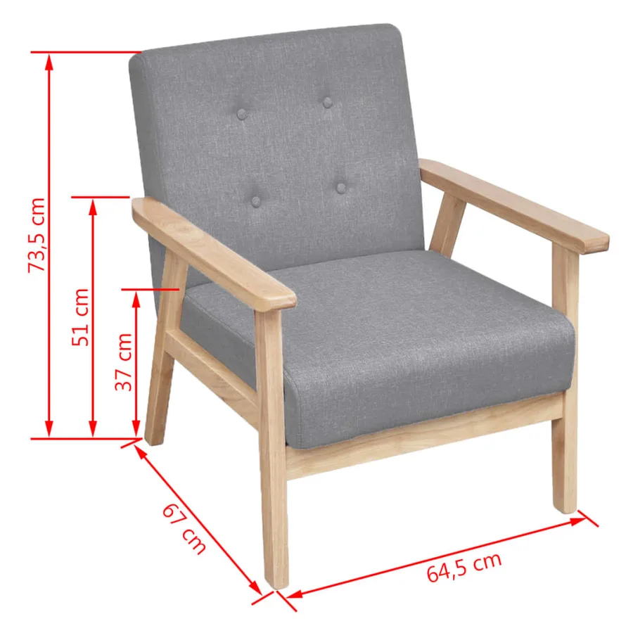 Ensemble de canapés 3 pcs Tissu Gris clair - 13