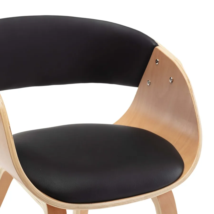 Chaises à manger lot de 2 noir bois courbé et similicuir - 6