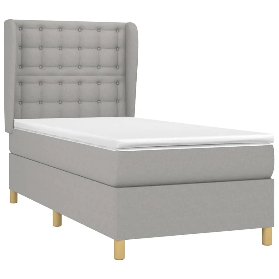 Sommier à lattes de lit avec matelas Gris clair 90x200 cm Tissu - 3