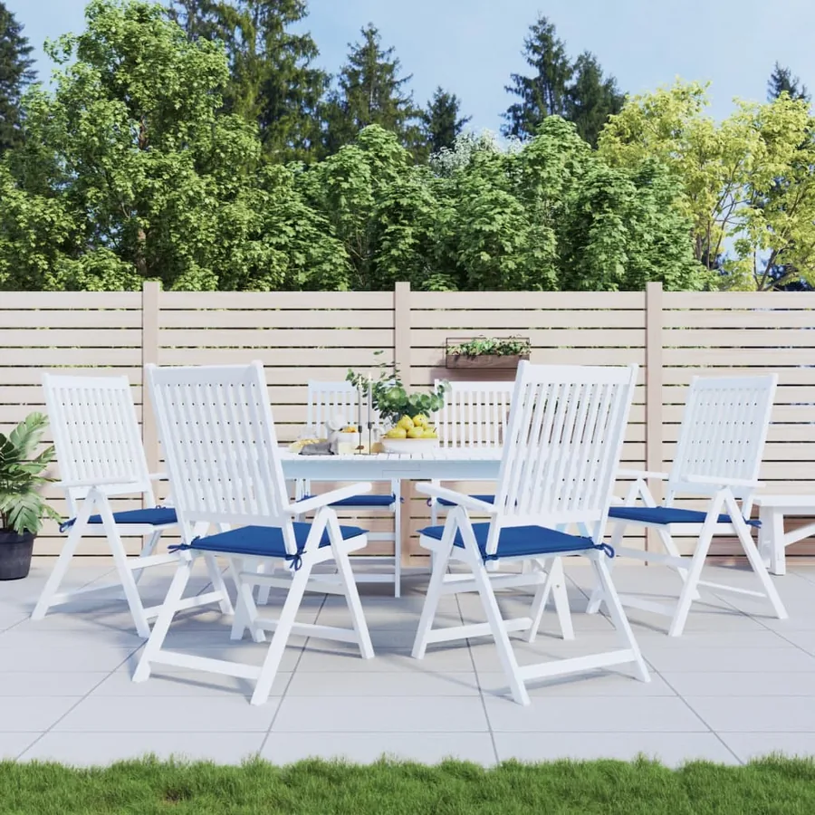 Coussins de chaise de jardin lot de 6 bleu royal 50x50x4 cm