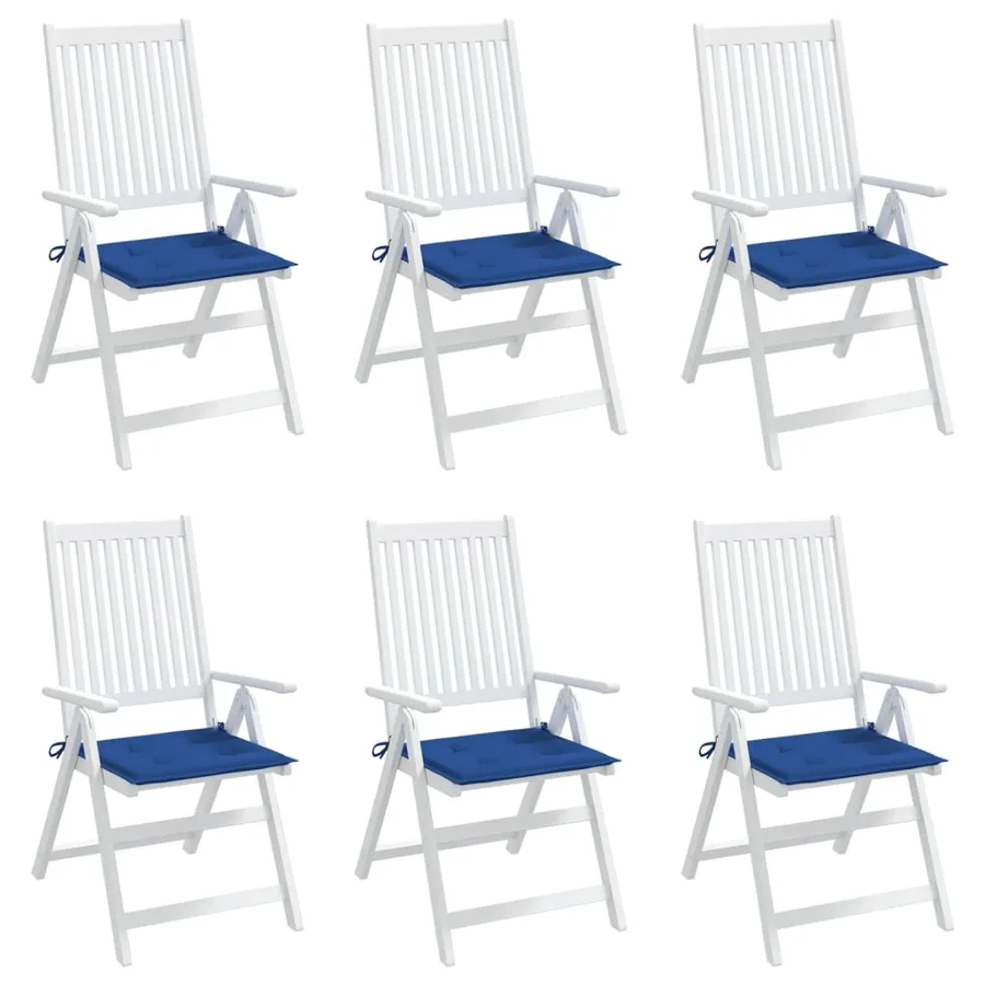 Coussins de chaise de jardin lot de 6 bleu royal 50x50x4 cm - 6