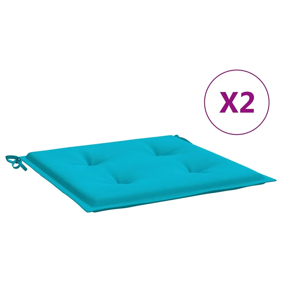 Coussins de chaise de jardin lot de 2 turquoise 40x40x4cm tissu - 2