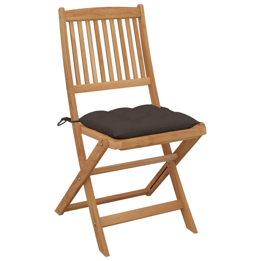 Chaises pliables de jardin lot de 8 avec coussins Bois d'acacia - 3