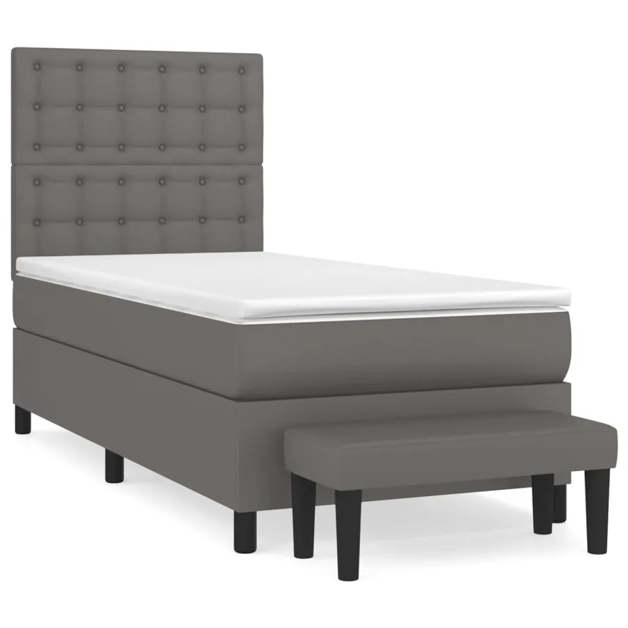 Sommier à lattes de lit avec matelas Gris 90x200 cm Similicuir - 2