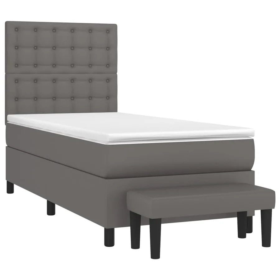 Sommier à lattes de lit avec matelas Gris 90x200 cm Similicuir - 3