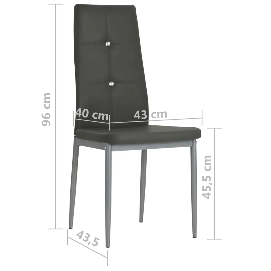 Chaises à manger lot de 4 gris similicuir - 9