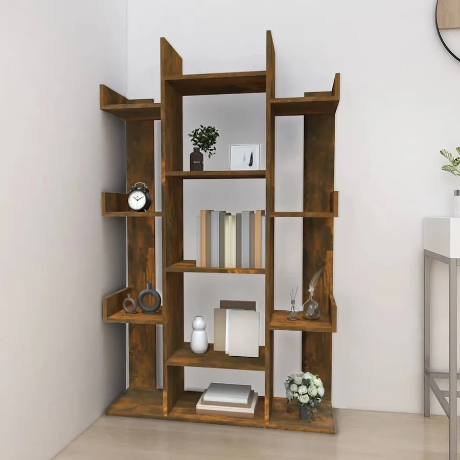 Bibliothèque Chêne fumé 86x25,5x140 cm Bois d'ingénierie - 3