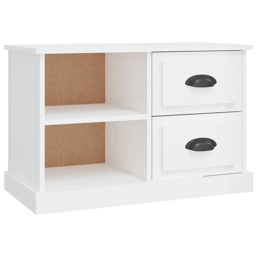 Meuble TV blanc brillant 73x35,5x47,5 cm bois d'ingénierie - 2