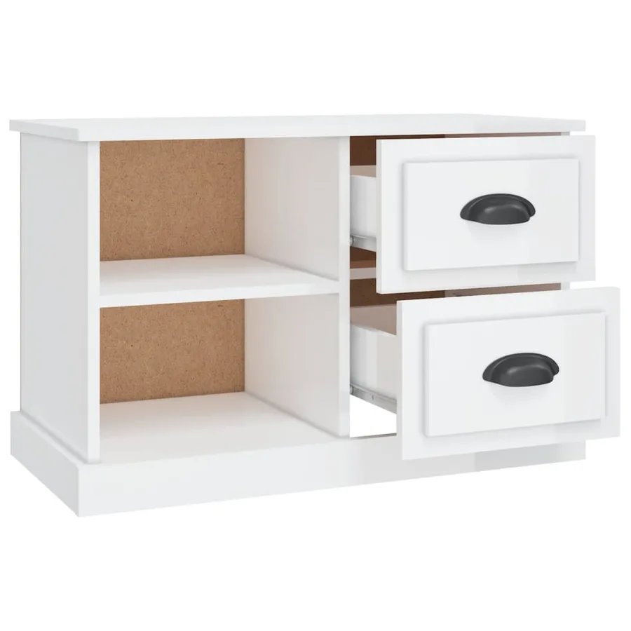 Meuble TV blanc brillant 73x35,5x47,5 cm bois d'ingénierie - 7