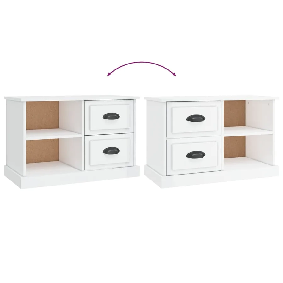 Meuble TV blanc brillant 73x35,5x47,5 cm bois d'ingénierie - 9