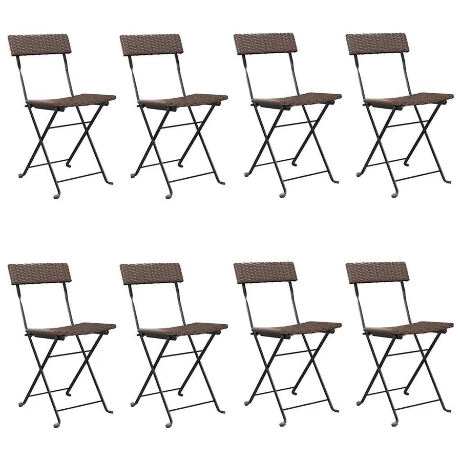 Chaises de bistrot pliantes lot de 8 Résine tressée et acier - 2