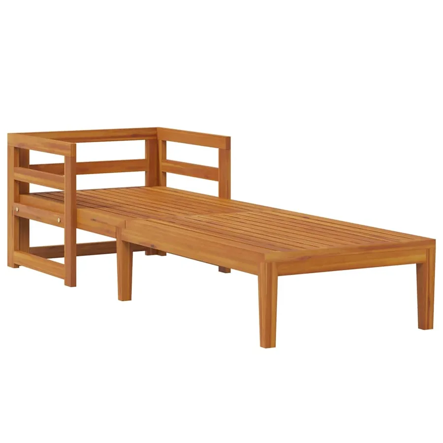 Chaise longue avec coussins gris foncé Bois d'acacia solide - 4