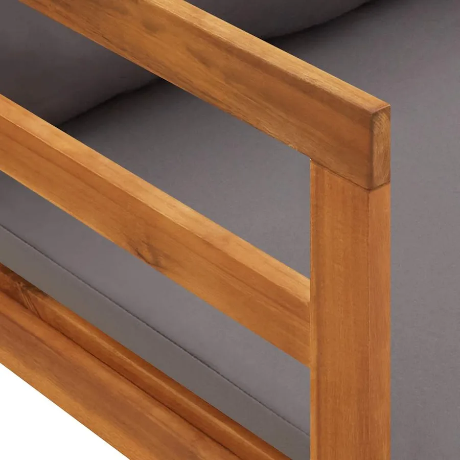 Chaise longue avec coussins gris foncé Bois d'acacia solide - 8