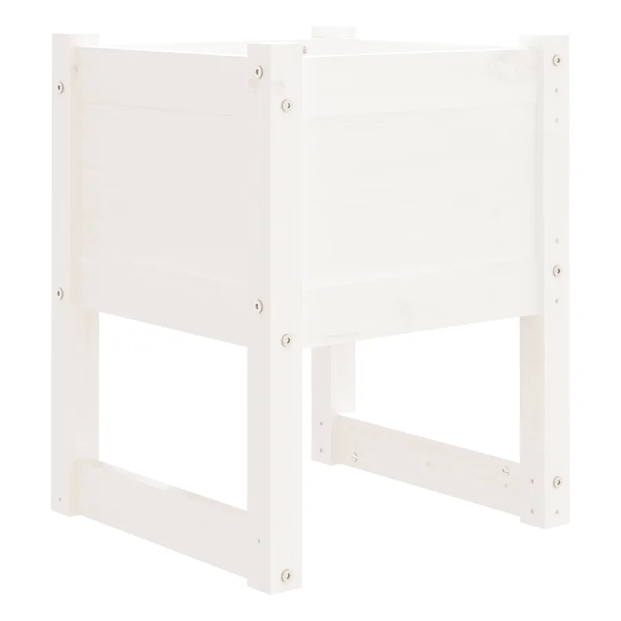 Jardinière Blanc 40x40x52,5 cm Bois massif de pin - 2
