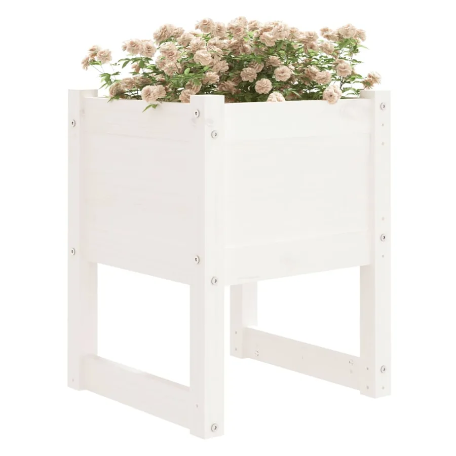 Jardinière Blanc 40x40x52,5 cm Bois massif de pin - 3