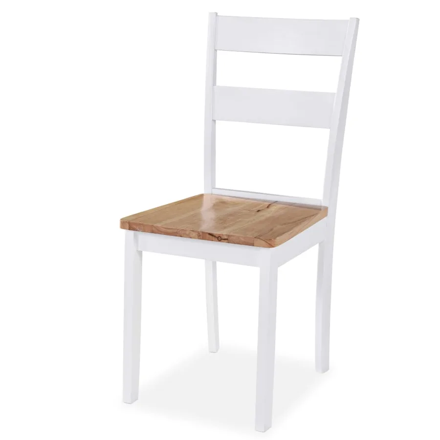 Ensemble de salle à manger 5 pcs MDF et hévéa Blanc - 6