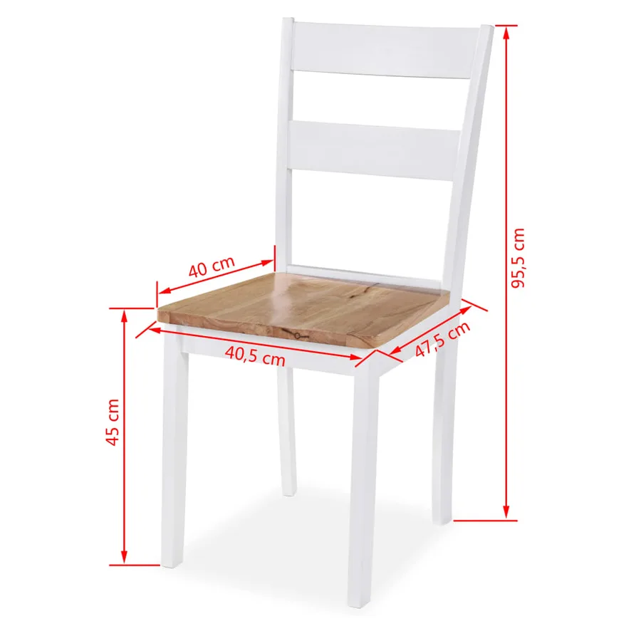 Ensemble de salle à manger 5 pcs MDF et hévéa Blanc - 8