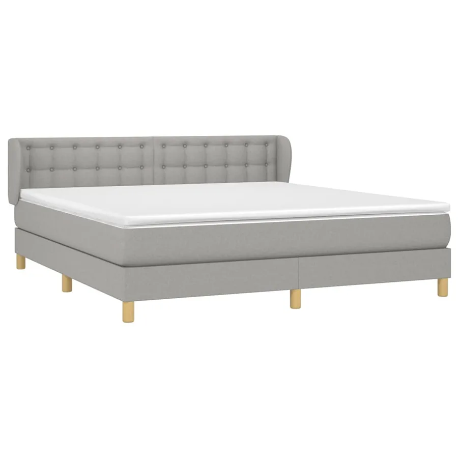 Sommier à lattes de lit avec matelas Gris clair 180x200cm Tissu - 3