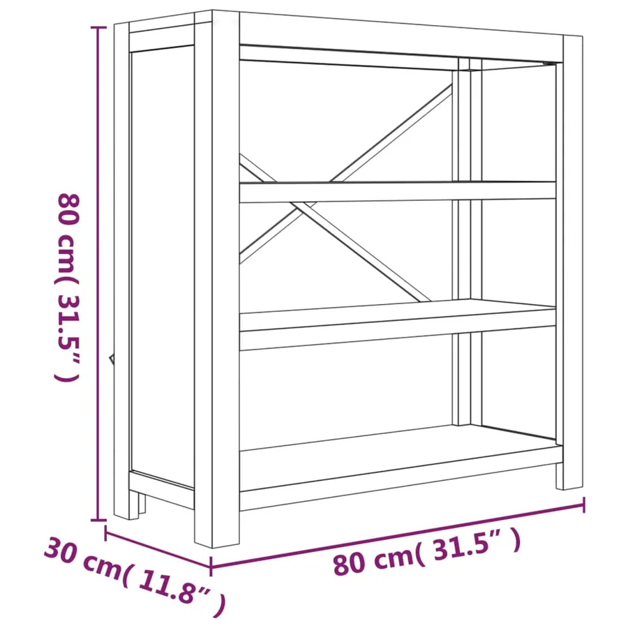 Bibliothèque 3 niveaux 80x30x80 cm Bois solide d'acacia - 8