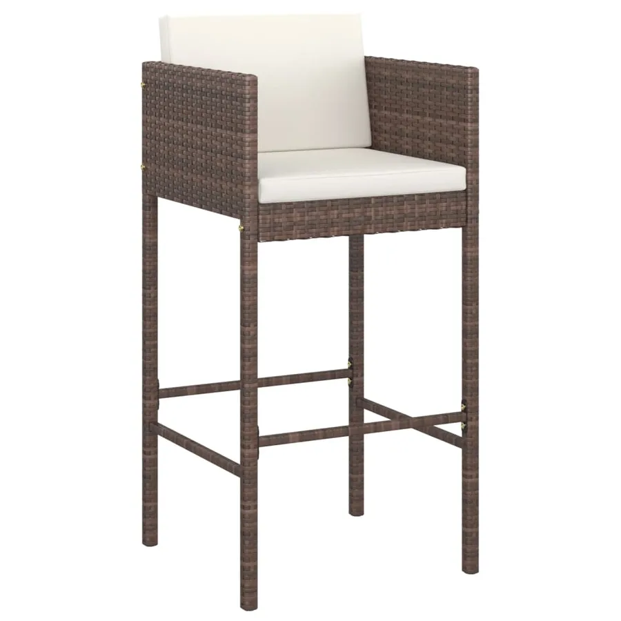 Tabourets de bar lot de 4 avec coussins marron résine tressée - 3