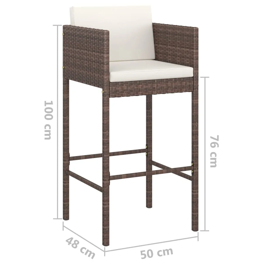 Tabourets de bar lot de 4 avec coussins marron résine tressée - 7