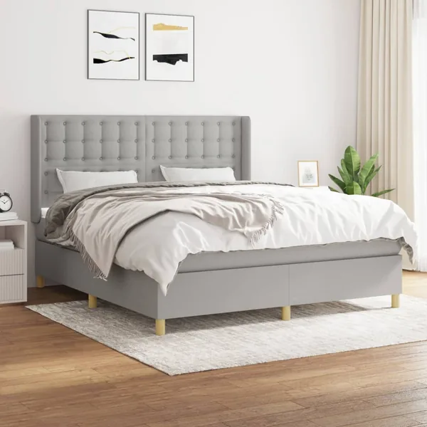 Sommier à lattes de lit avec matelas Gris clair 180x200cm Tissu