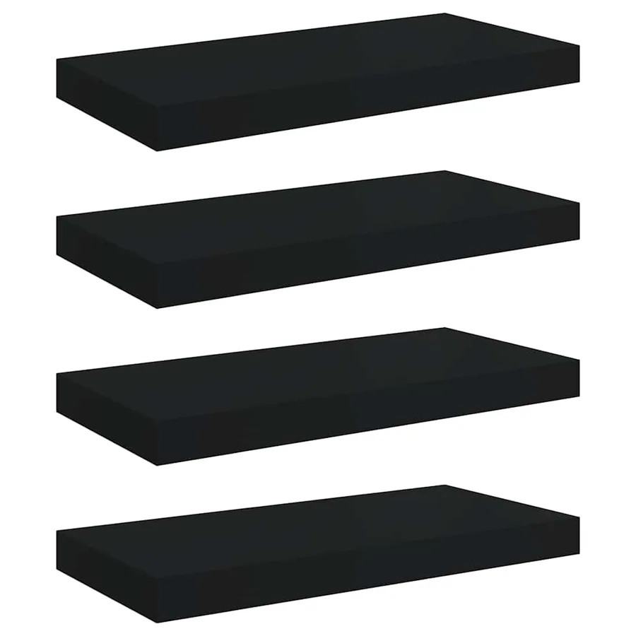 Étagères murales flottantes 4 pcs noir 50x23,5x3,8 cm MDF - 2