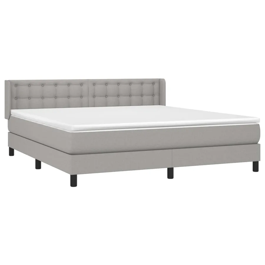 Sommier à lattes de lit avec matelas Gris clair 180x200cm Tissu - 3
