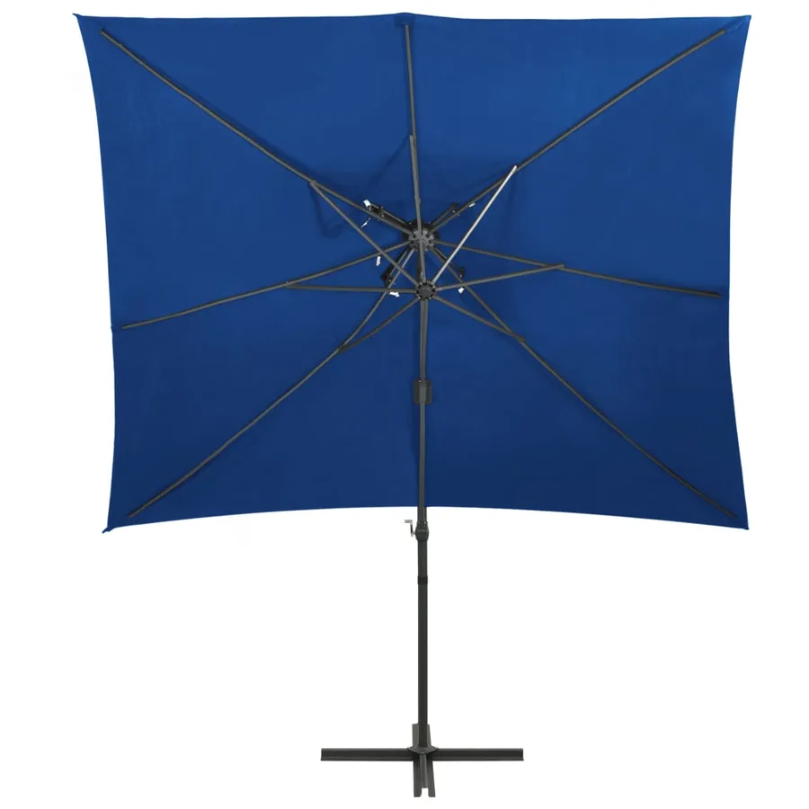 Parasol de jardin en porte-à-faux à double toit bleu azuré - 2