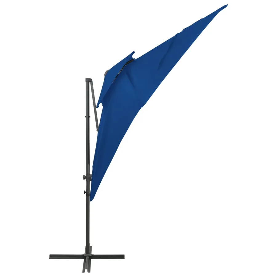 Parasol de jardin en porte-à-faux à double toit bleu azuré - 3