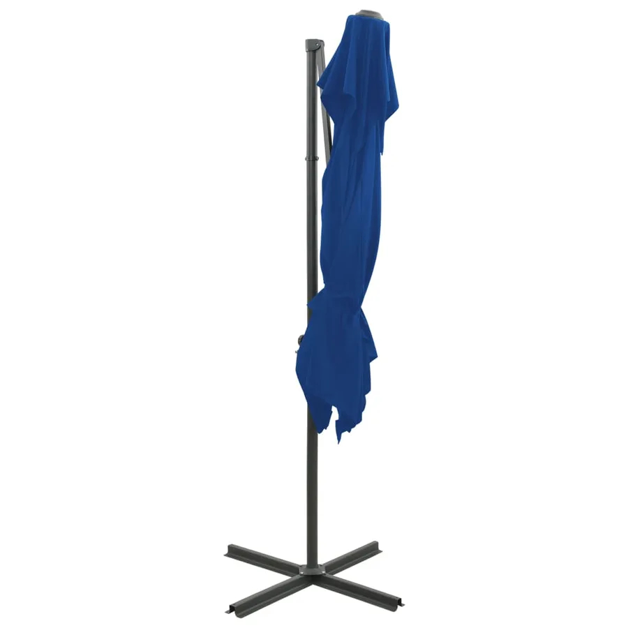 Parasol de jardin en porte-à-faux à double toit bleu azuré - 4