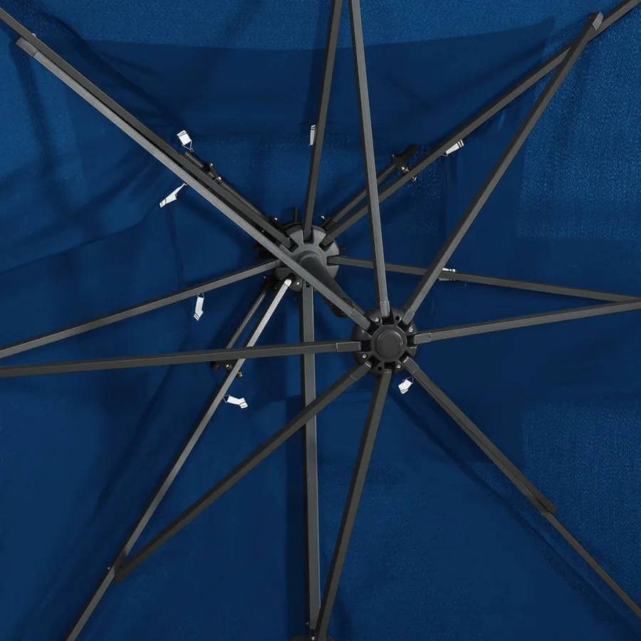 Parasol de jardin en porte-à-faux à double toit bleu azuré - 6