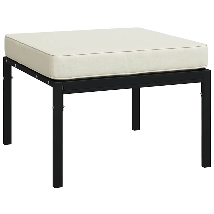 Tabourets de jardin et coussins sable lot de 2 60x60x35cm acier - 3