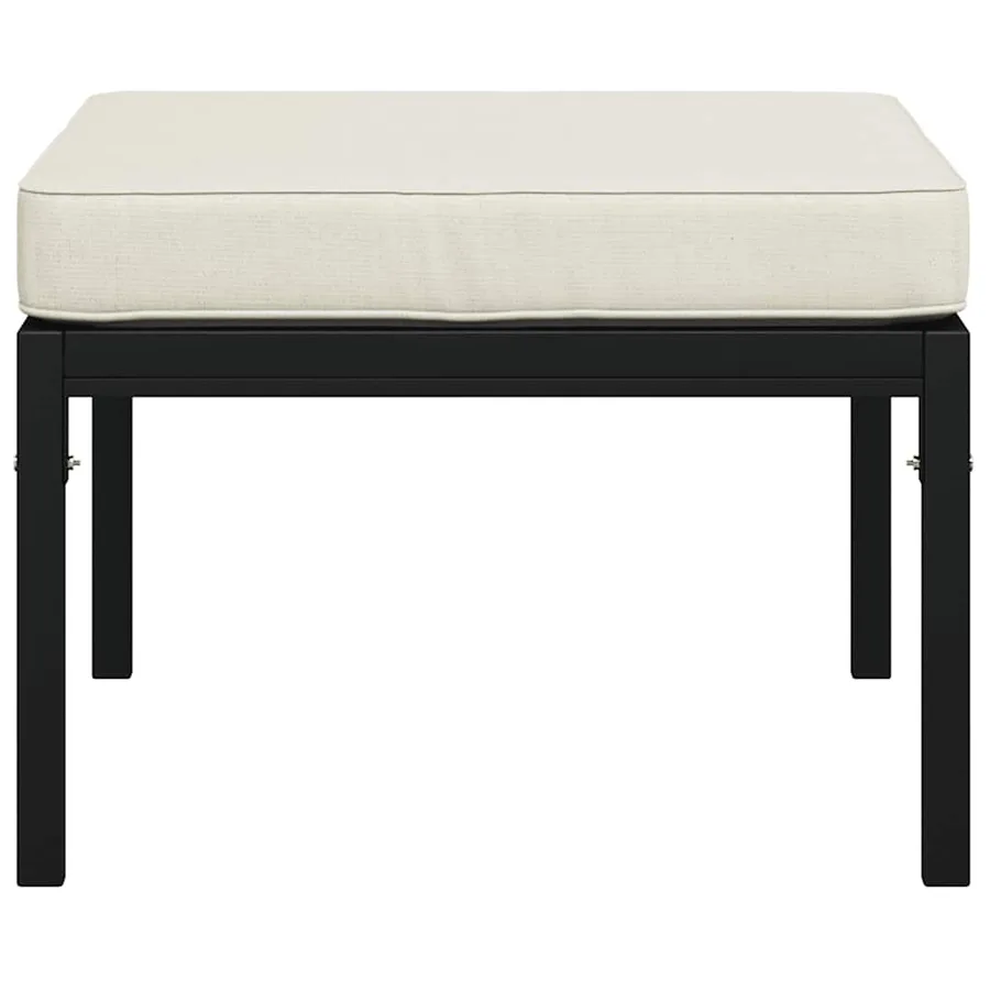 Tabourets de jardin et coussins sable lot de 2 60x60x35cm acier - 4