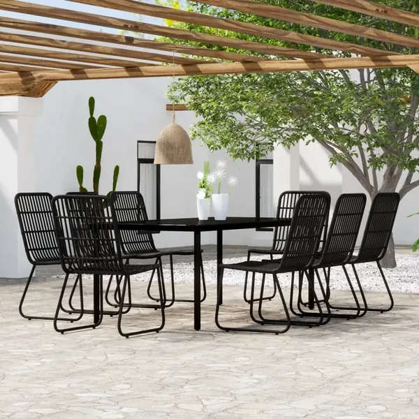 Ensemble à manger de jardin 9 pcs Noir